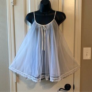 Vintage Tosca Lingerie Sheer White Double Chiffon Baby Doll Sz M